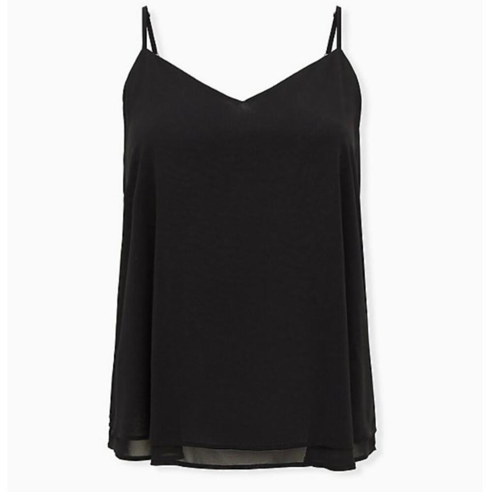 TORRID Black V-Neck Adjustable Strap Chiffon Camisole Top Size 2 (2XL)